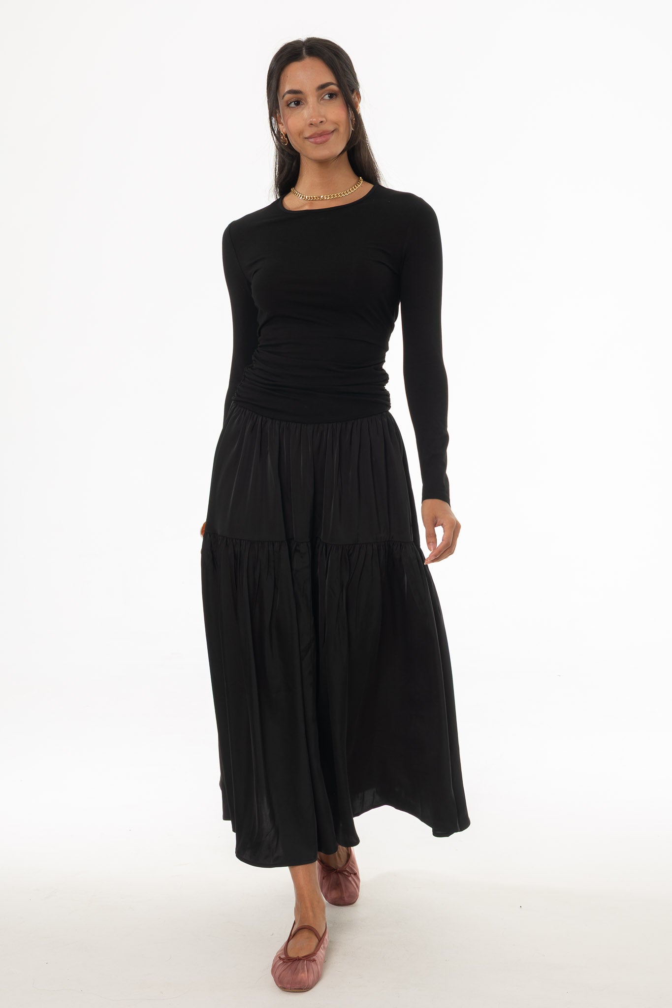 Black Combo Tiered Maxi Dress – BLANK