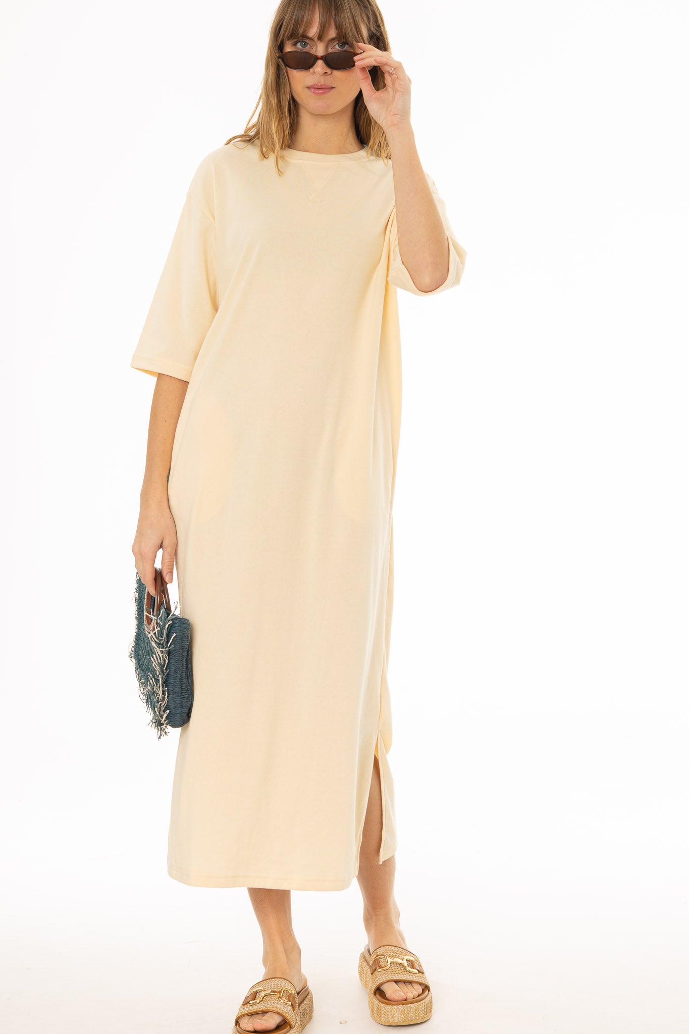 Pale Yellow Terry Maxi Dress – BLANK