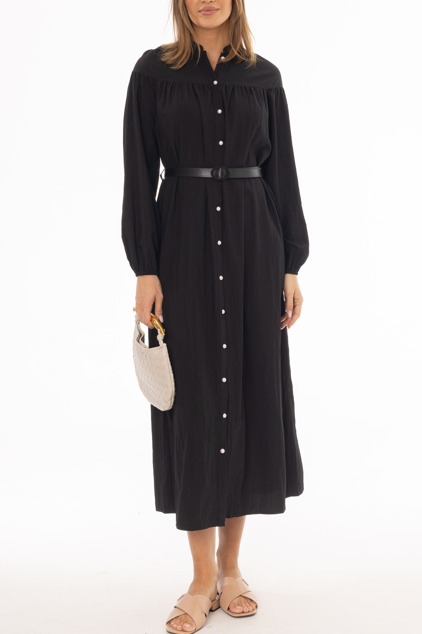 Black Pearl Button Maxi Dress BLANK Black Pearl Button Maxi Dress BLANK