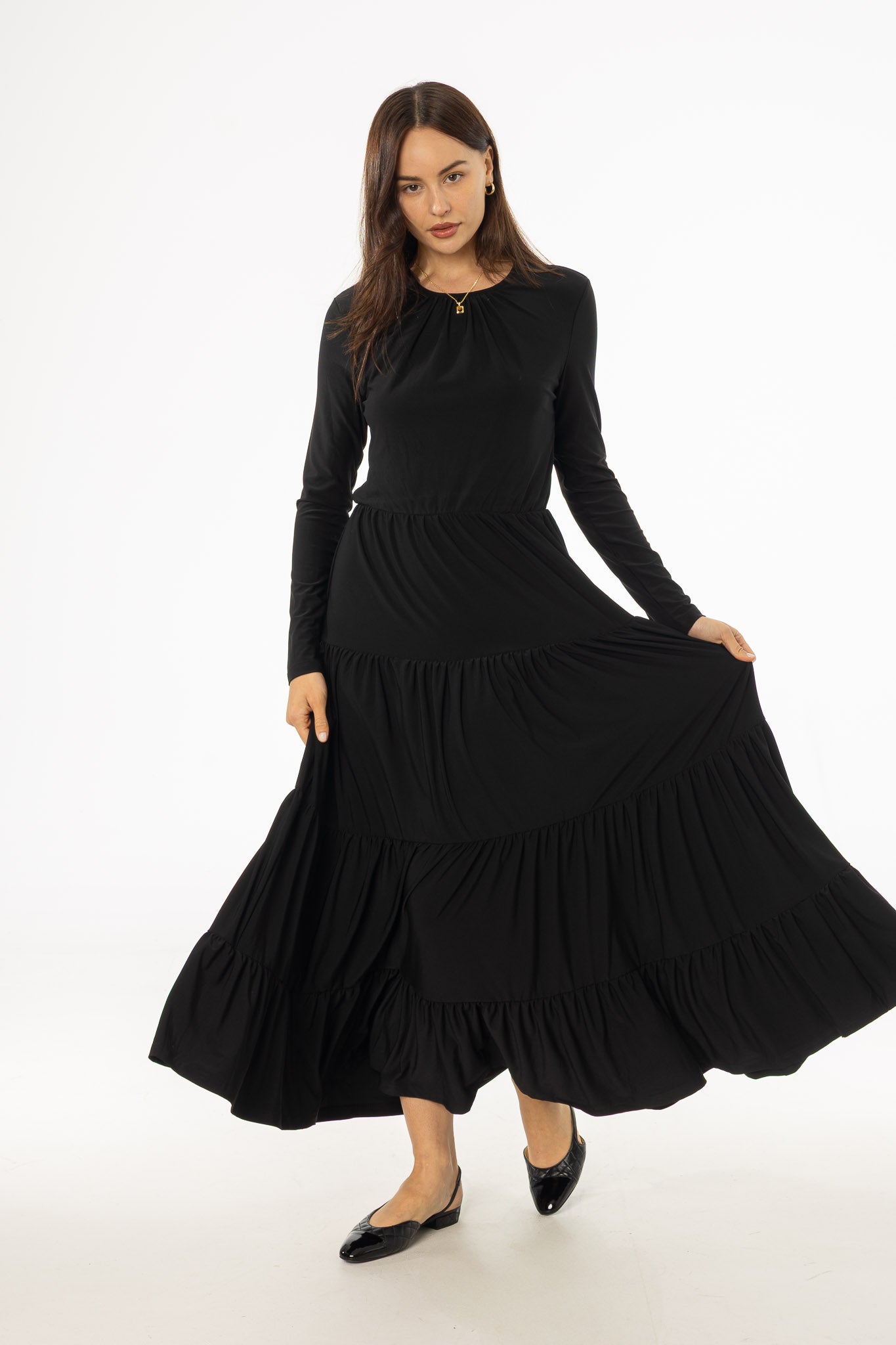 Black Tiered Maxi Dress – BLANK