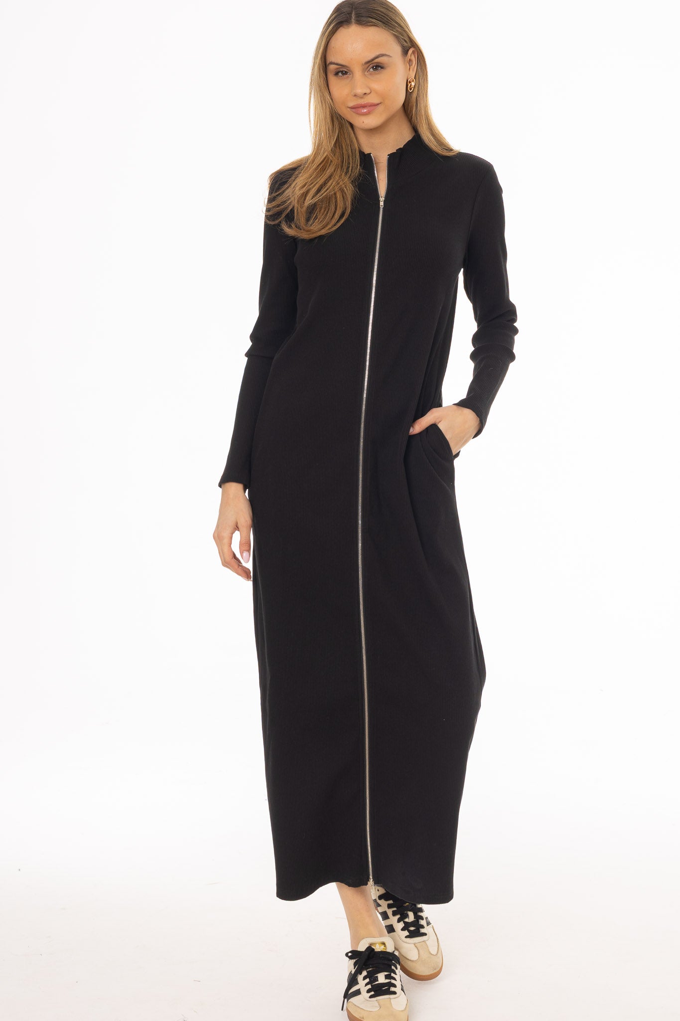 Black Zipper Maxi Dress – BLANK
