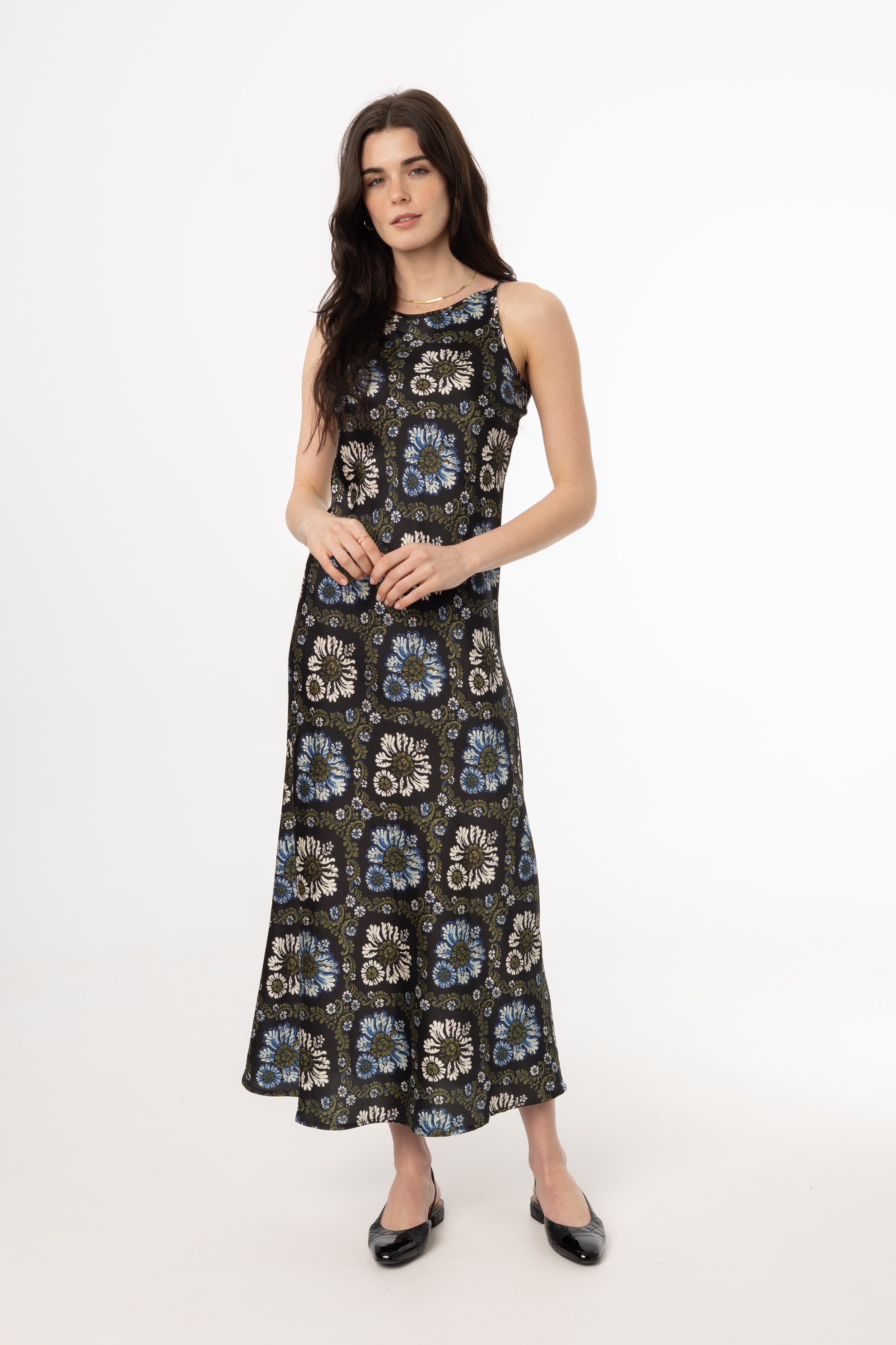 Green and Blue Printed Slip Dress – BLANK Green and Blue Printed Slip Dress – BLANK