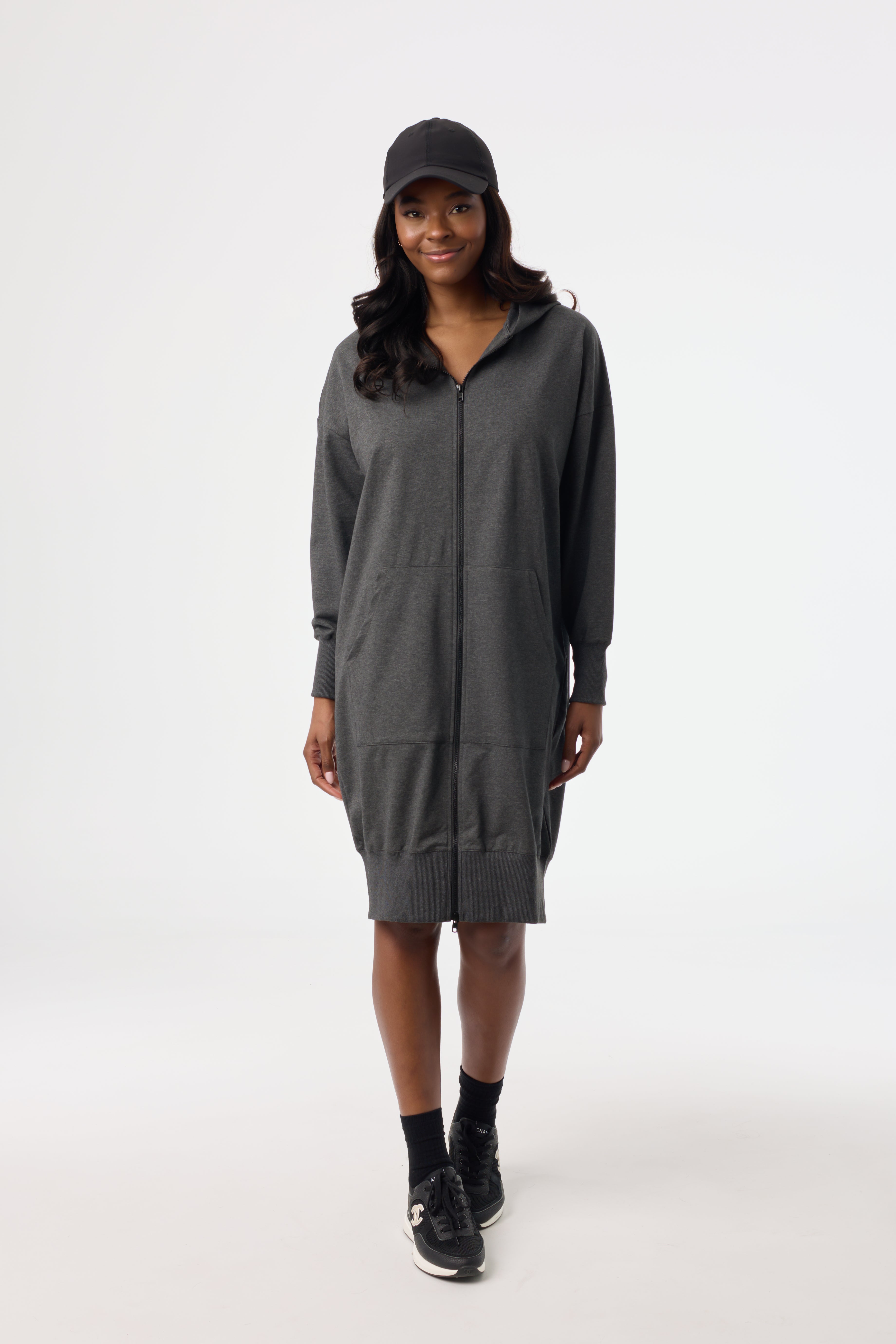 Grey Zipper Sweatshirt Dress BLANK Grey Zipper Sweatshirt Dress BLANK