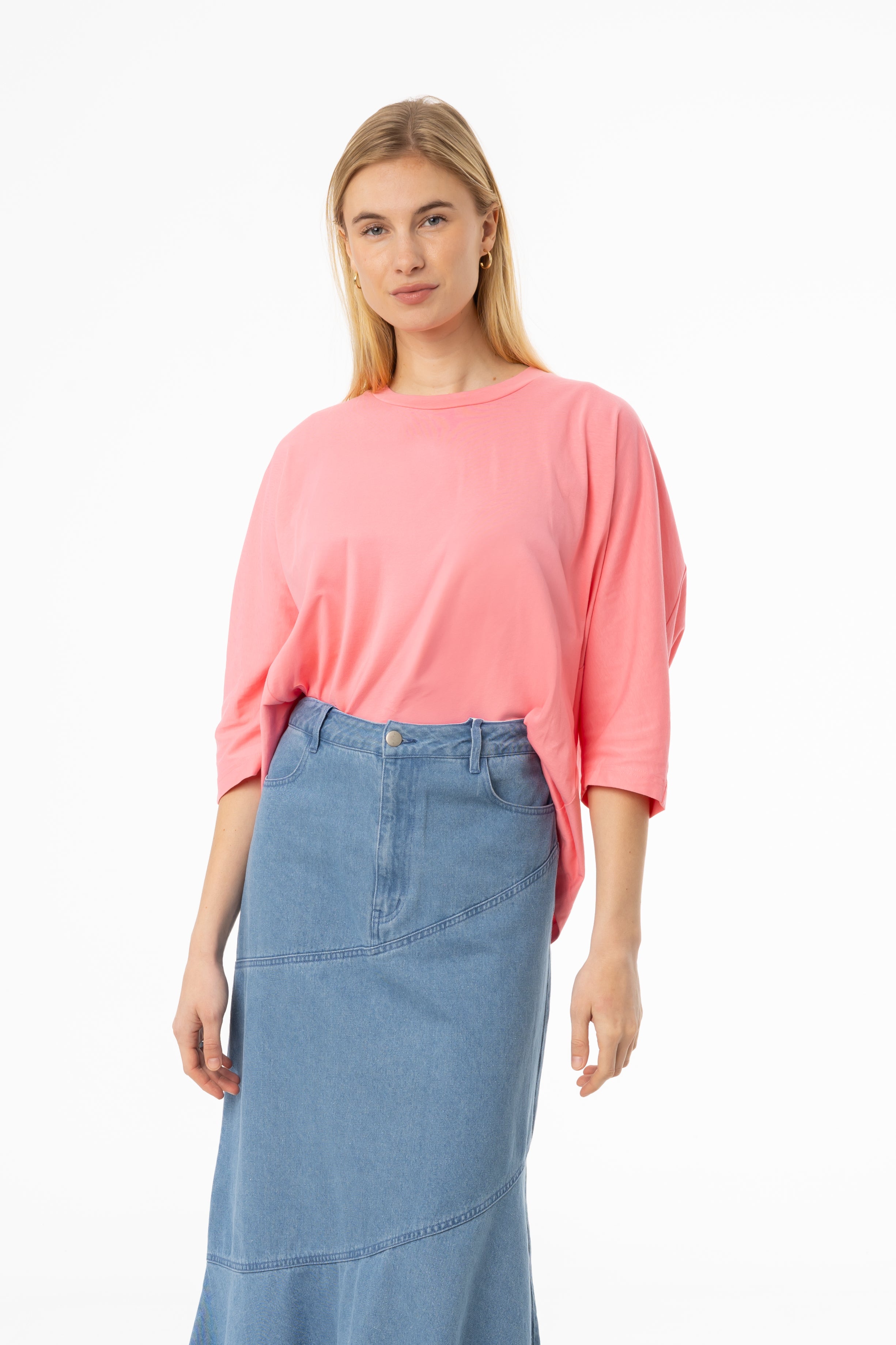 Pink Oversized Dolman 3/4 Sleeve T-Shirt – BLANK