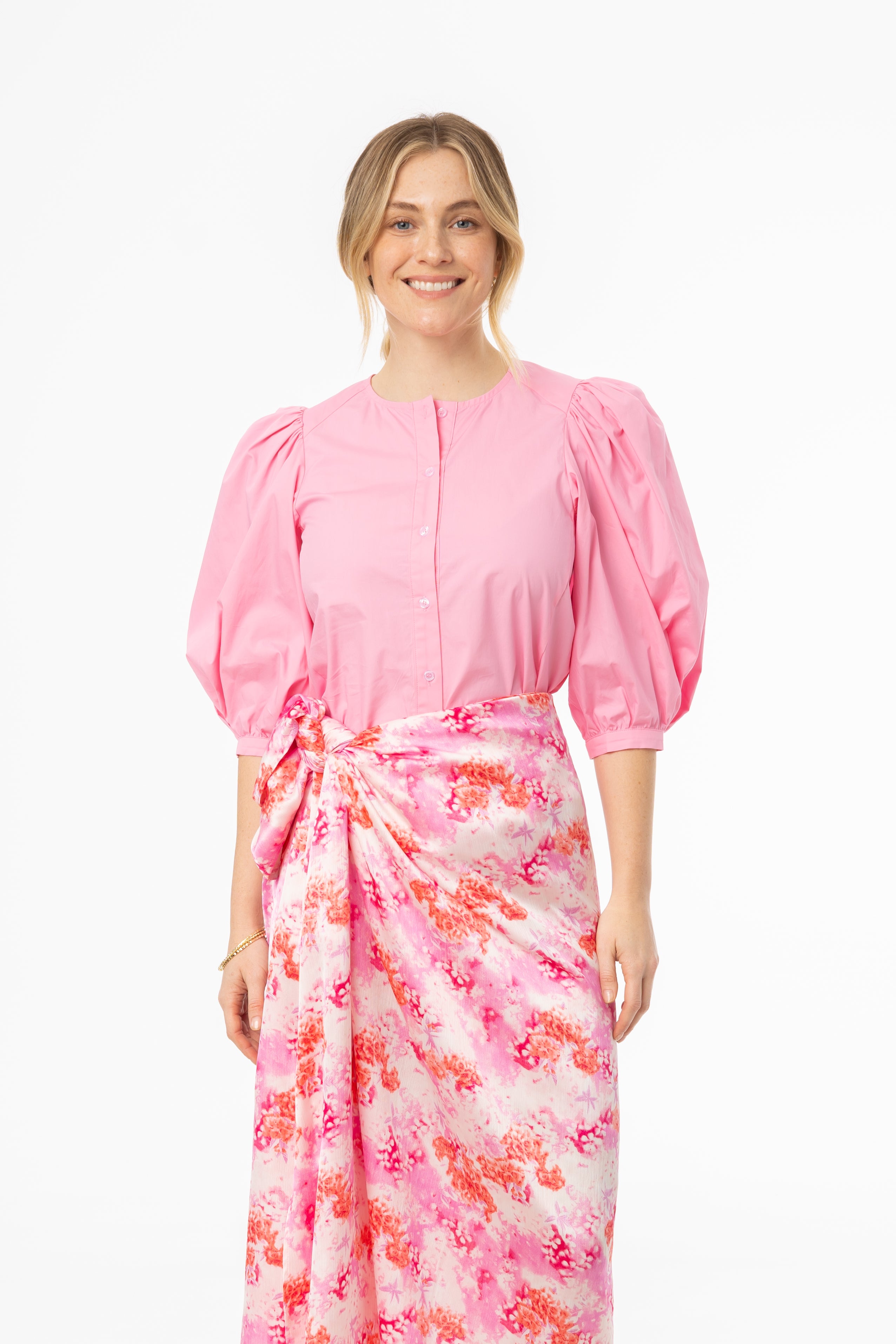 Pink Puff Sleeve Blouse BLANK Pink Puff Sleeve Blouse BLANK