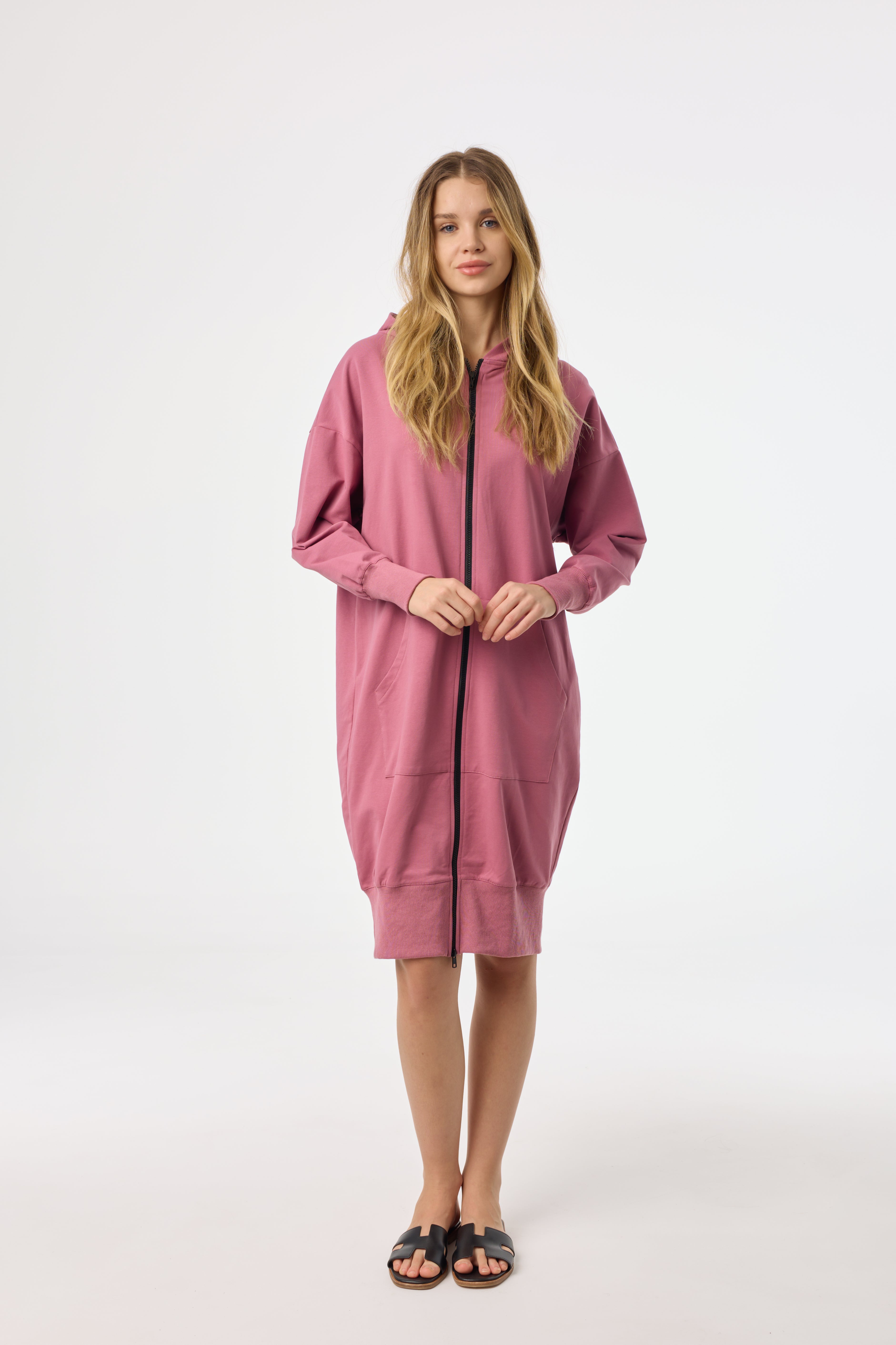 Raspberry Zipper Sweatshirt Dress – BLANK