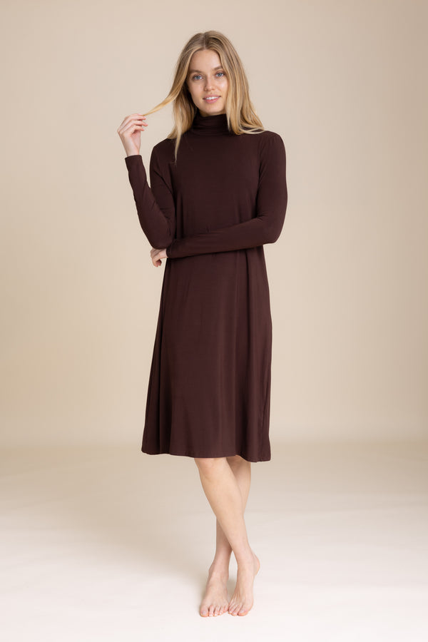 Brown Turtleneck Dress