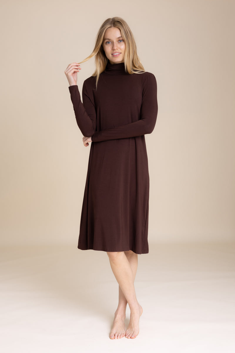 Brown Turtleneck Dress
