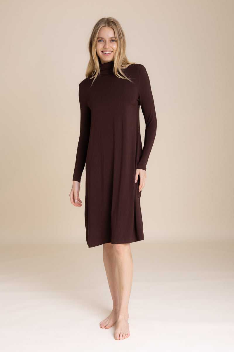 Brown Turtleneck Dress