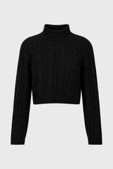 Black Cable Knit Overlay Sweater