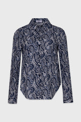 Navy Paisley Printed Blouse