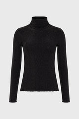 Black Sparkle Seamless Mock Neck Top