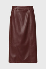 Burgundy Paneled Faux Leather Maxi Skirt