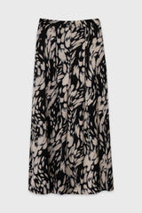 Black Multi Printed Flare Skirt