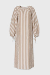 Tan And White Striped Maxi Dress