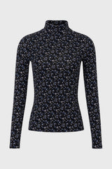 Blue Blossom Printed Mock Neck Top