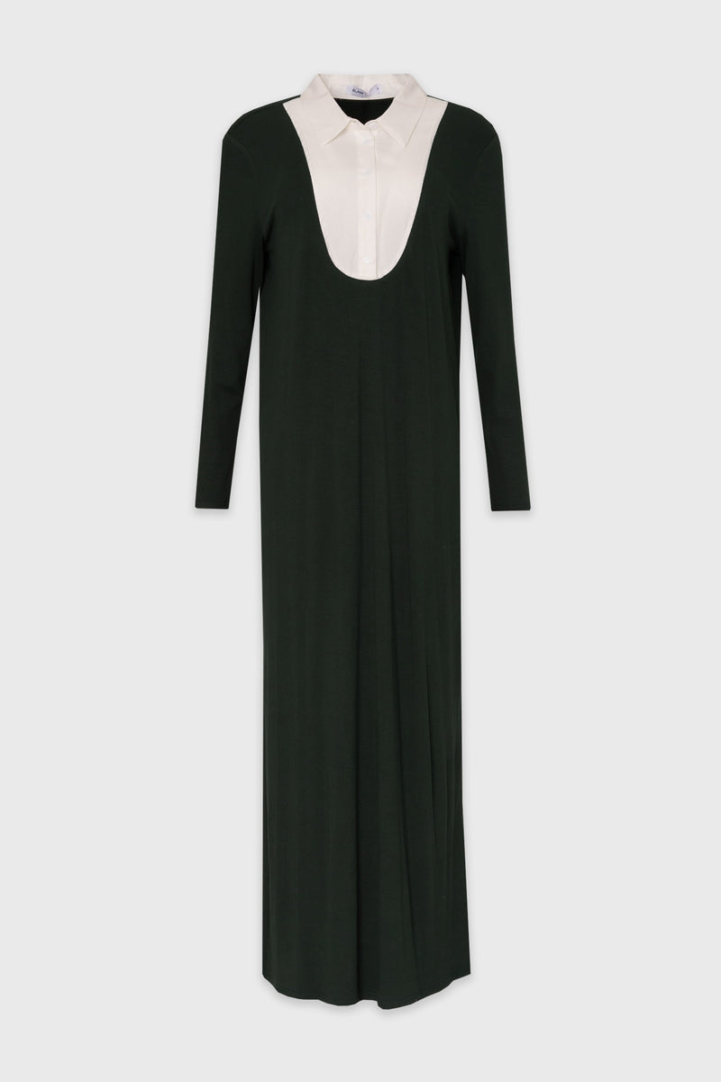 Green Combo Blouse Maxi Dress BLANK Green Combo Blouse Maxi Dress BLANK