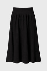 Black Ribbed Waist Wool Feel Skirt