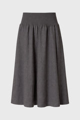 Grey Ribbed Waist Wool Feel Skirt