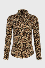 Leopard Print Silk Feel Blouse