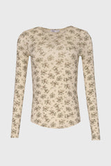 Ivory Floral Round Neck T-Shirt