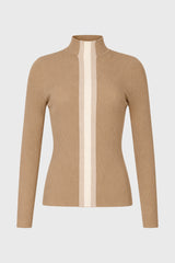 Oatmeal Striped Knit Turtleneck