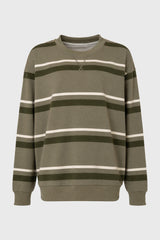 Green Striped Crew Neck Sweatshirt
