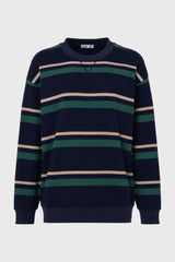 Navy Striped Crew Neck Sweatshirt