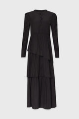Black Button Ruffle Maxi Dress