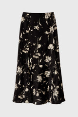 Marble Floral Printed Ruched Maxi Skirt