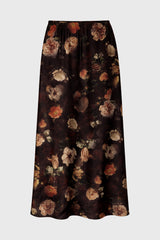 Black Autumn Printed Slip Skirt