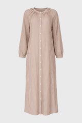 Brown Striped Cotton Maxi Dress