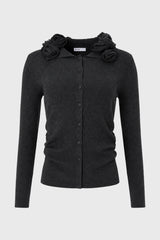 Grey Rose Collar Cardigan Top