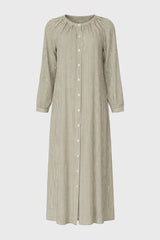 Green Striped Cotton Maxi Dress