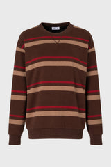Brown Striped Crew Neck Sweatshirt