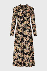 Floral Covered Placket Maxi Shirt Dress