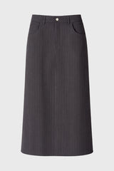 Grey Pinstripe Stretch Maxi Skirt