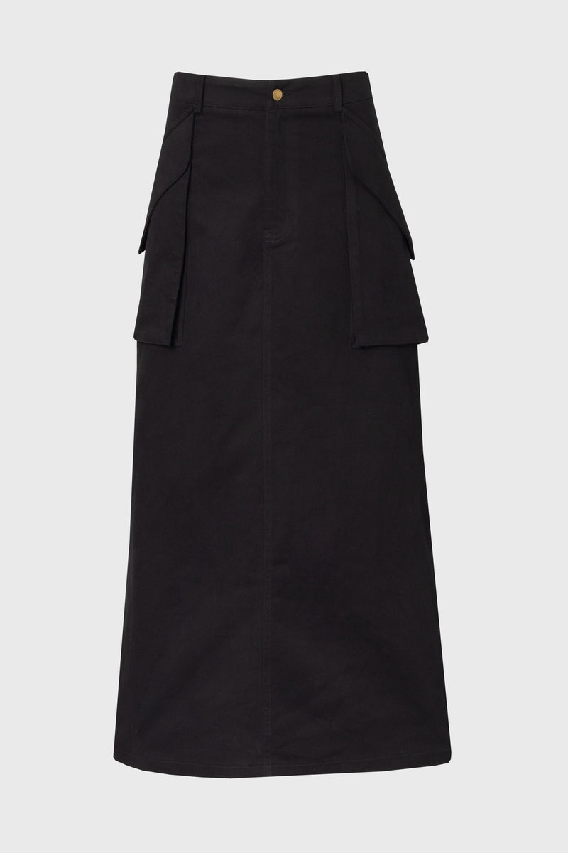 Black Pocket Cargo Skirt