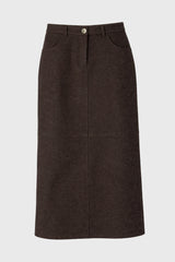 Brown Wool Feel Maxi Skirt