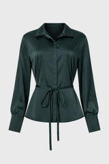 Green Silk Feel Tie Top