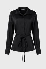 Black Silk Feel Tie Top