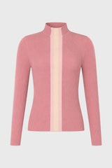 Pink Striped Knit Turtleneck