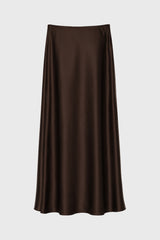 Brown Silk Feel Slip Skirt