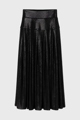 Black Slinky Pleated Maxi Skirt
