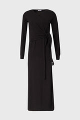 Black Side Tie Knit Maxi Dress