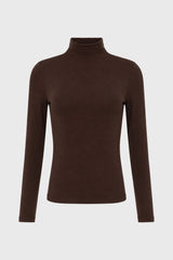 Brown Seamless Turtleneck Top