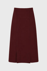 Burgundy Front Slit Paneled Maxi Skirt