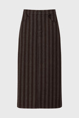 Brown Striped Maxi Skirt