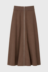 Light Brown Zipper Maxi Skirt