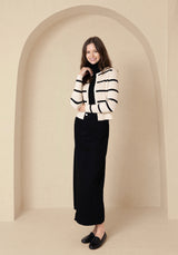 Cream and Black Striped Knit Cardi